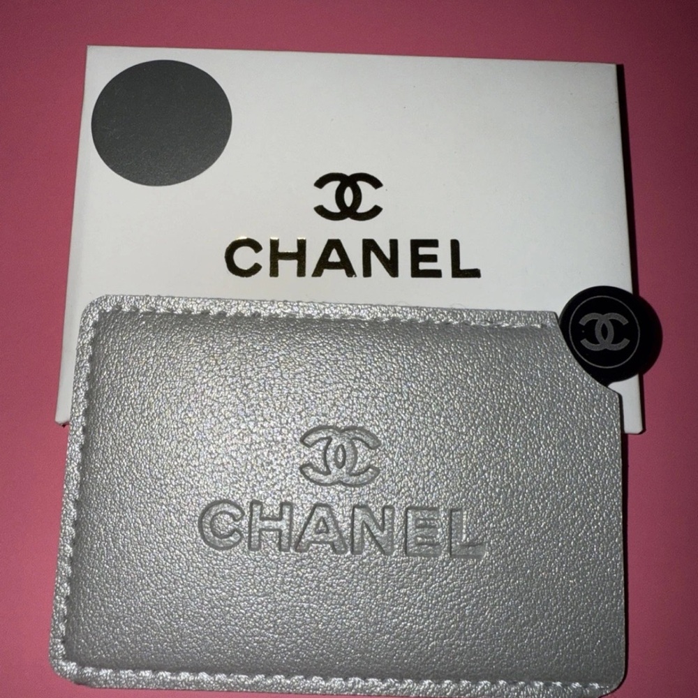 Chanel Silver Portable Rectangle Card Holder/Mirr… - image 2